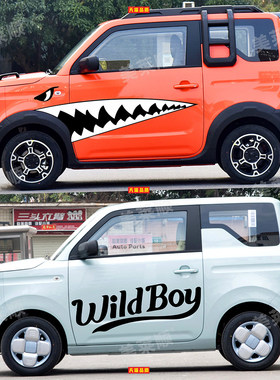 适用于吉利熊猫骑士车贴拉花橙色个性汽车贴纸车身贴画车门装饰贴