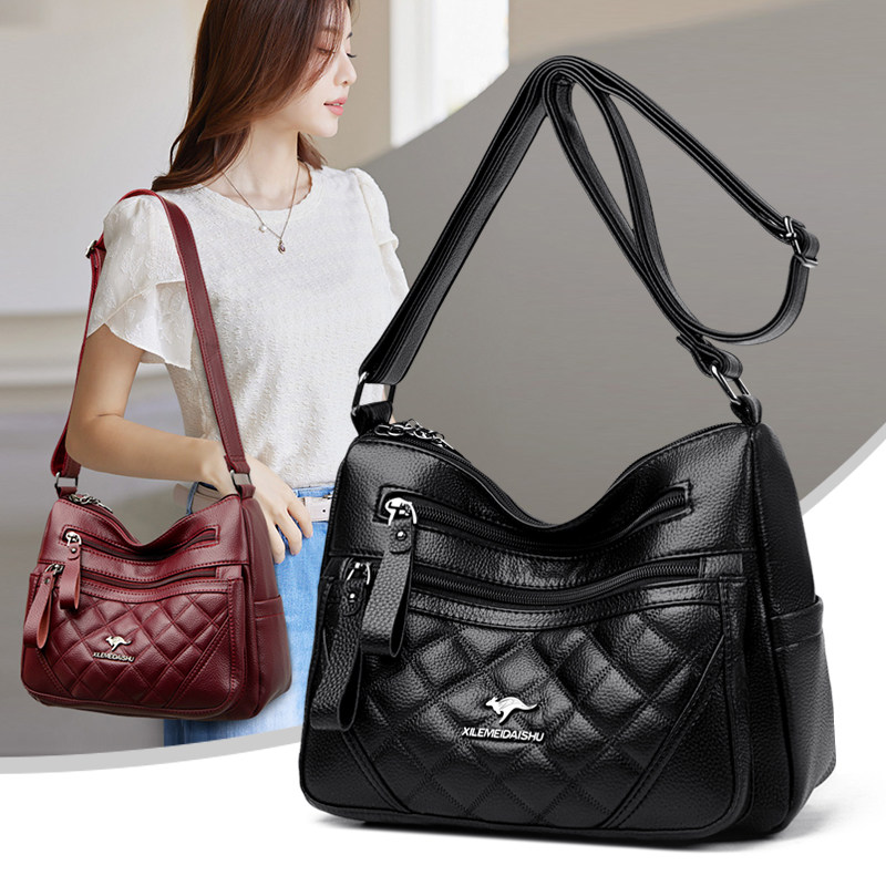 包包女式2025新款中老年妈妈斜挎包时尚百搭真皮多层大容量单肩包