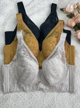 美思内衣蕾丝国风EC0393软钢圈薄款聚拢收副乳CDE全罩杯显小文胸