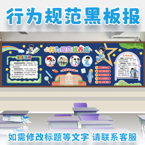 行为规范我养成明礼貌学习惯主题黑板报小学校教室文化墙装饰布置