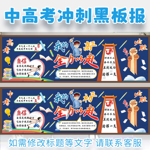 我的初高三全力以赴中高考冲刺加油励志主题黑板报班级文化墙装饰