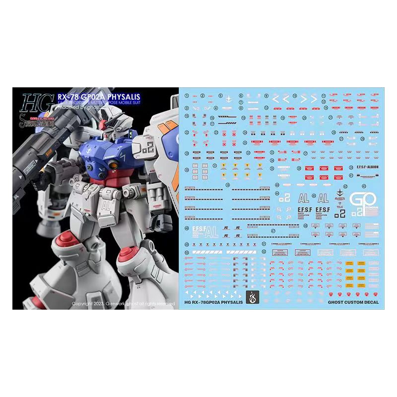 炎 GHOST版 HG RX-78 GP02A 高达试作2号机 GP02 模型 荧光水贴纸 模玩/动漫/周边/娃圈三坑/桌游 模型制作工具/辅料耗材 原图主图