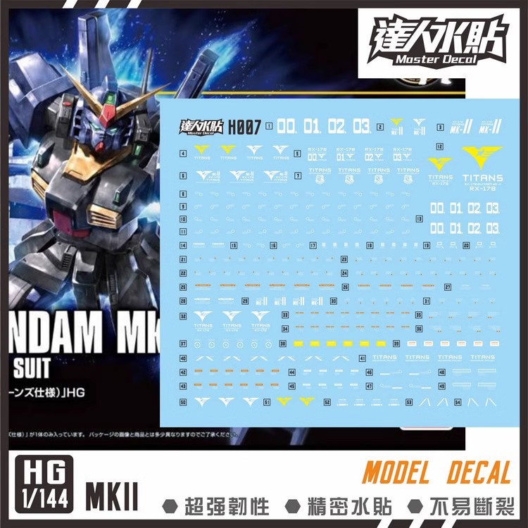 达人MASTER HG 1/144黑兔泰坦斯 MKII MK2高达模型水贴 H007-封面