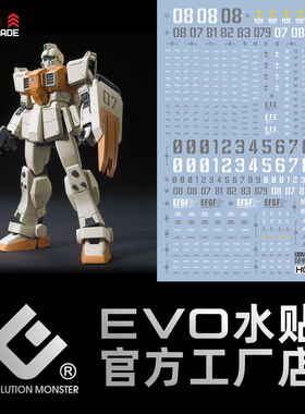EVO HG 1/144 新生陆战吉姆 08小队 GM量产型吉姆 模型 荧光水贴
