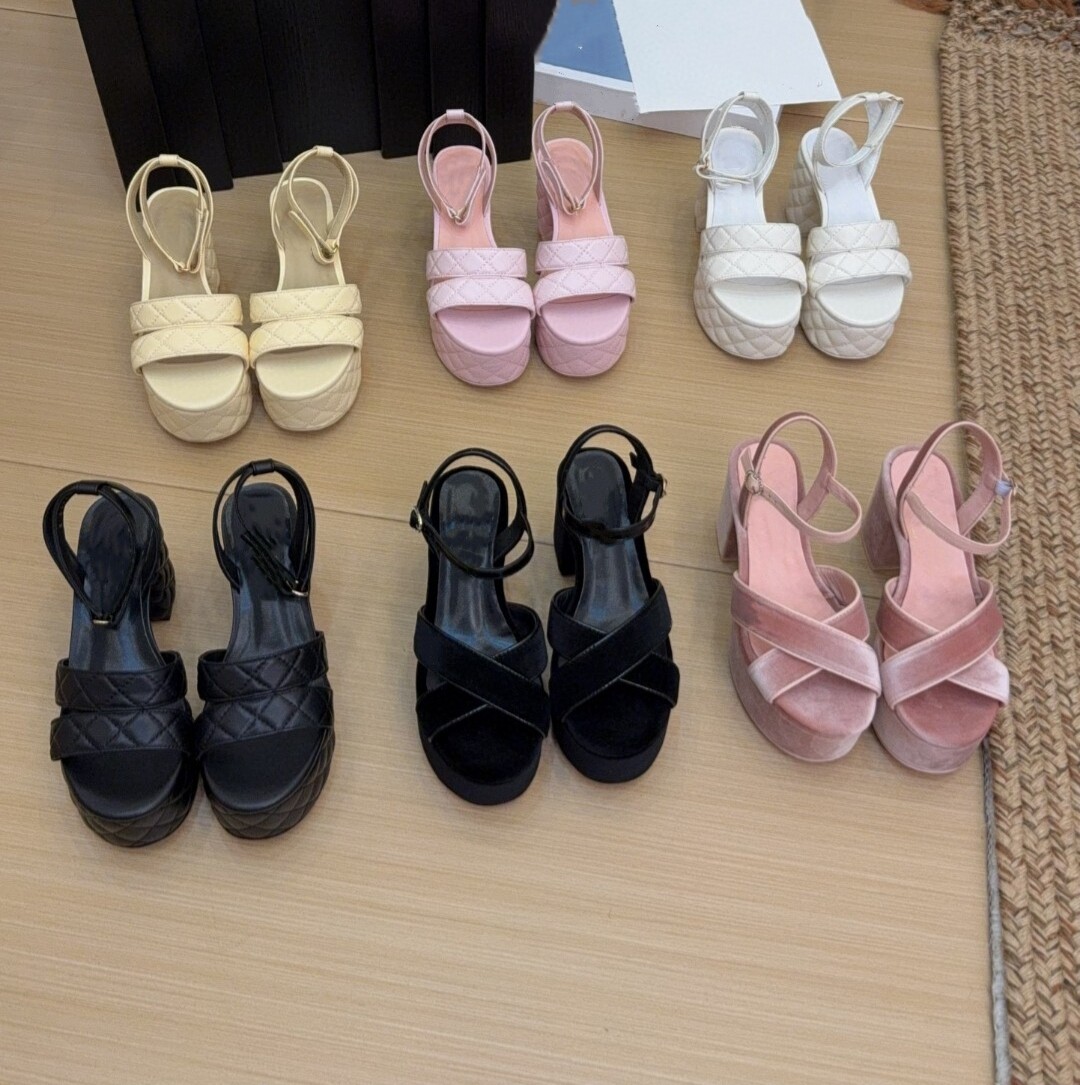 里外全皮9厘米高跟鞋凉鞋女夏季真皮防水台粗跟露趾小个子增高鞋