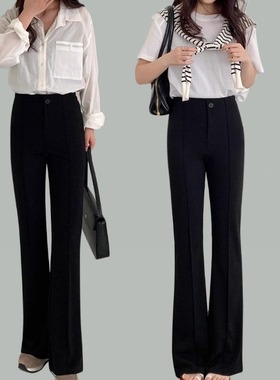 春秋7796CatKaiser微喇女神裤女修身高腰显瘦弹力黑色高腰小黑裤