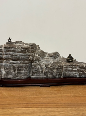 天然襄阳千层石 平远山大平台置景 原石头书桌办公桌玄关案头山