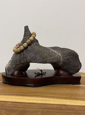 天然灵璧石摆件过桥避雨 意境山形原石头书桌办公桌玄关装饰摆件