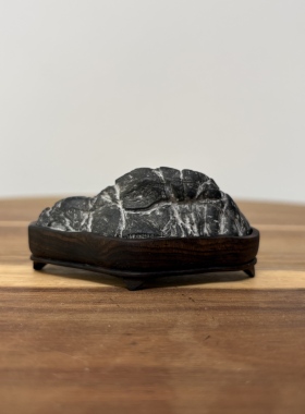 小精品 灵璧石山形摆件 天然原石头桌面茶桌摆件 手把件 精工底座