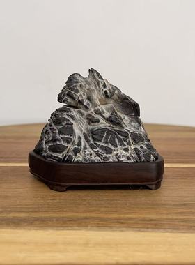 天然灵璧石摆件 原石头核桃裂巴纹 山形禅石 书桌茶桌办公桌摆件