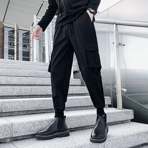 2023秋装男士九分裤青年束脚运动裤工装裤男潮K993-P55控79,运动型灰裤子搭配什么上衣和鞋子图片