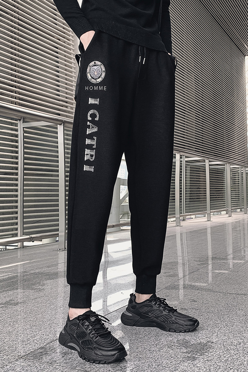 黑色2023秋装男士九分裤青年束脚运动卫裤男潮K8008-P65控98,男装休闲裤,电商A108
