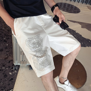 白色 2023夏装精神小伙五分裤男青年运动短裤汉滩裤DK24-P45,控65,男装休闲裤,电商A108