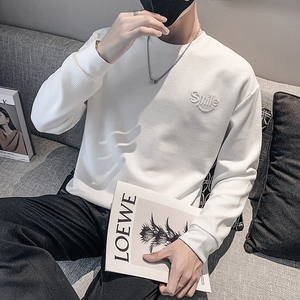 白色2023秋装社会小伙修身笑脸圆领卫衣男潮W6003-P48 控价68,男装卫衣,电商A108