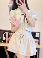 Оригинальный приталенный корсет, студенческая юбка в складку, по фигуре