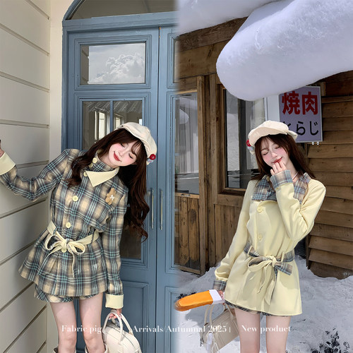 学院风双面穿风衣夹克外套女加厚