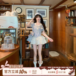 海军领衬衫 织物猪 jk制服套装 甜美少女蛋糕裙女夏季 上衣 甜心少女