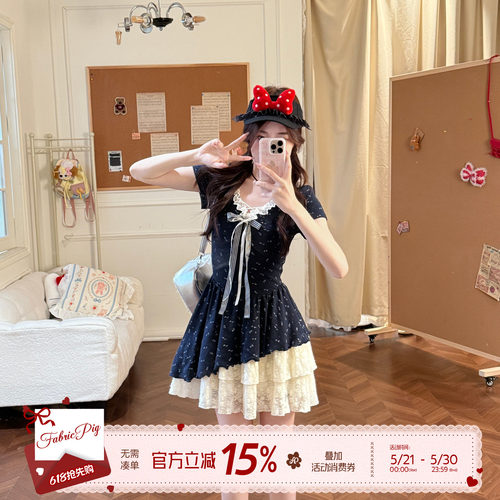 甜欲风短袖连衣裙女夏日碎花裙