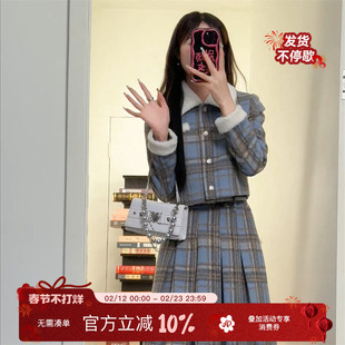 初恋笔记 织物猪原创 小香风千金感长裙 蓝白撞色气质JK制服套装