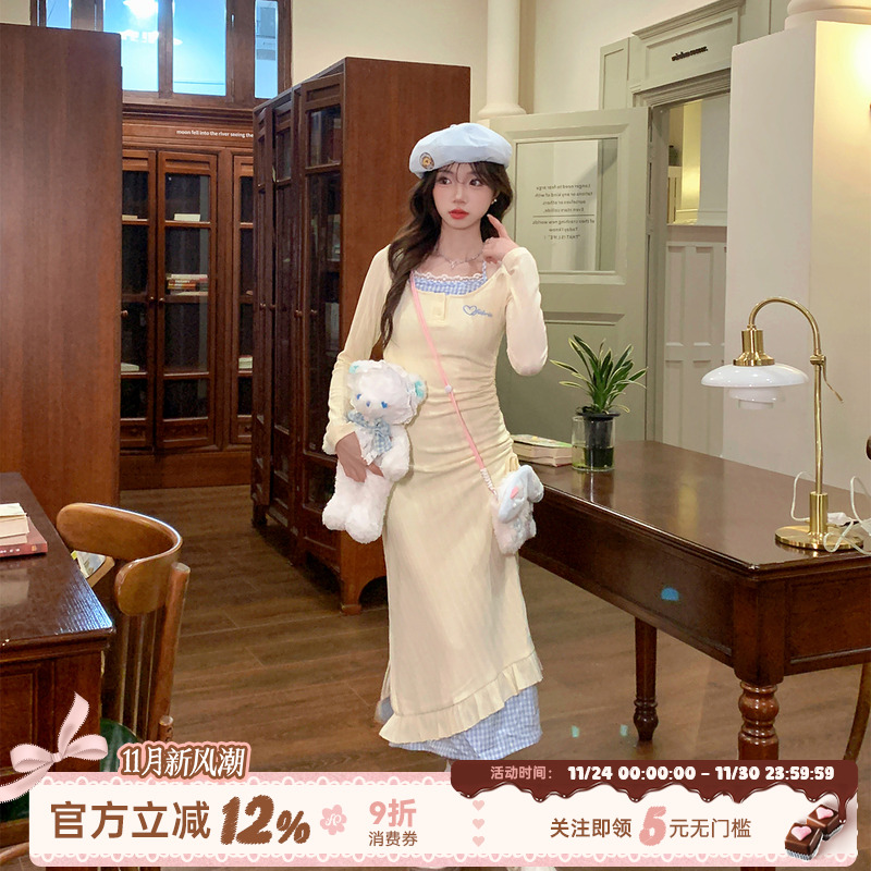 甜欲风针织长袖连衣裙女秋季