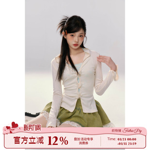 盛夏旅梦 女牛仔短裙套装 纯欲风蝴蝶长袖 上衣夏季 打底衫 织物猪