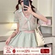 织物猪 女薄纱上衣显瘦吊带 子a字短裙套装 森梨漫野 薄荷曼波风格