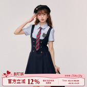 JK制服单件背心裙两件套 学院风衬衫 织物猪 江原女高双色单拍