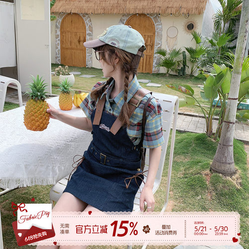 复古学妹天才少女背带裙