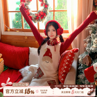 无袖 甜美减龄背心裙女秋冬显高显瘦长款 连衣裙子 浆果花园 织物猪