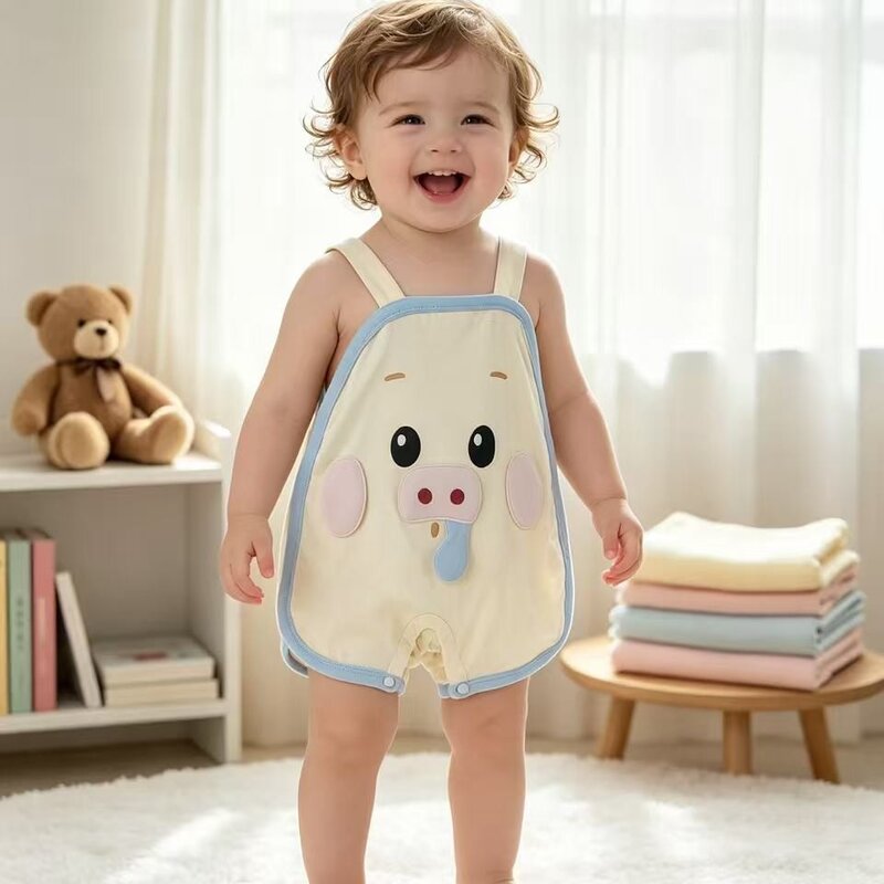 婴幼儿夏款可爱卡通琵琶服无骨柔软超萌时尚印花百搭休闲连体衣