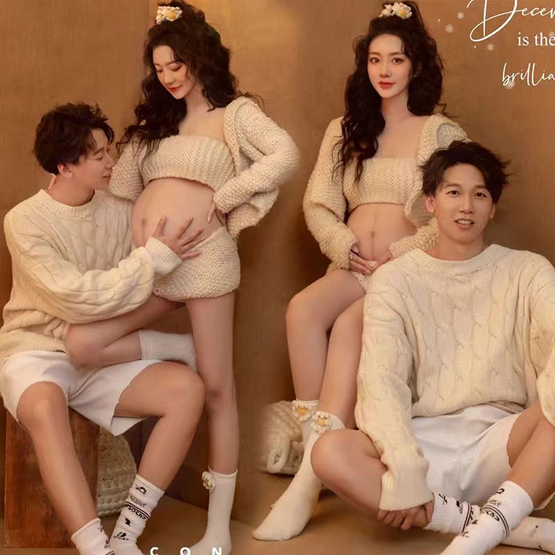 秋冬新款影楼孕妇情侣艺术拍照摄影照相服装大肚照孕妇装写真衣服