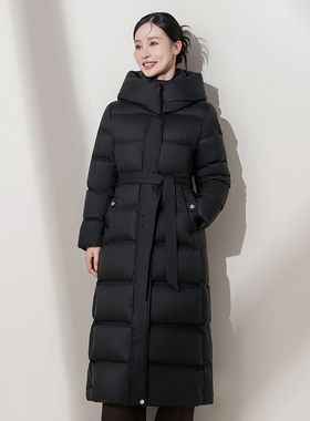 95%白鸭绒羽绒服女中长款2024新款冬季长款过膝加厚保暖外套潮