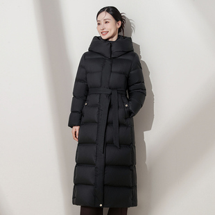 95%白鸭绒羽绒服女中长款2024新款冬季长款过膝加厚保暖外套潮