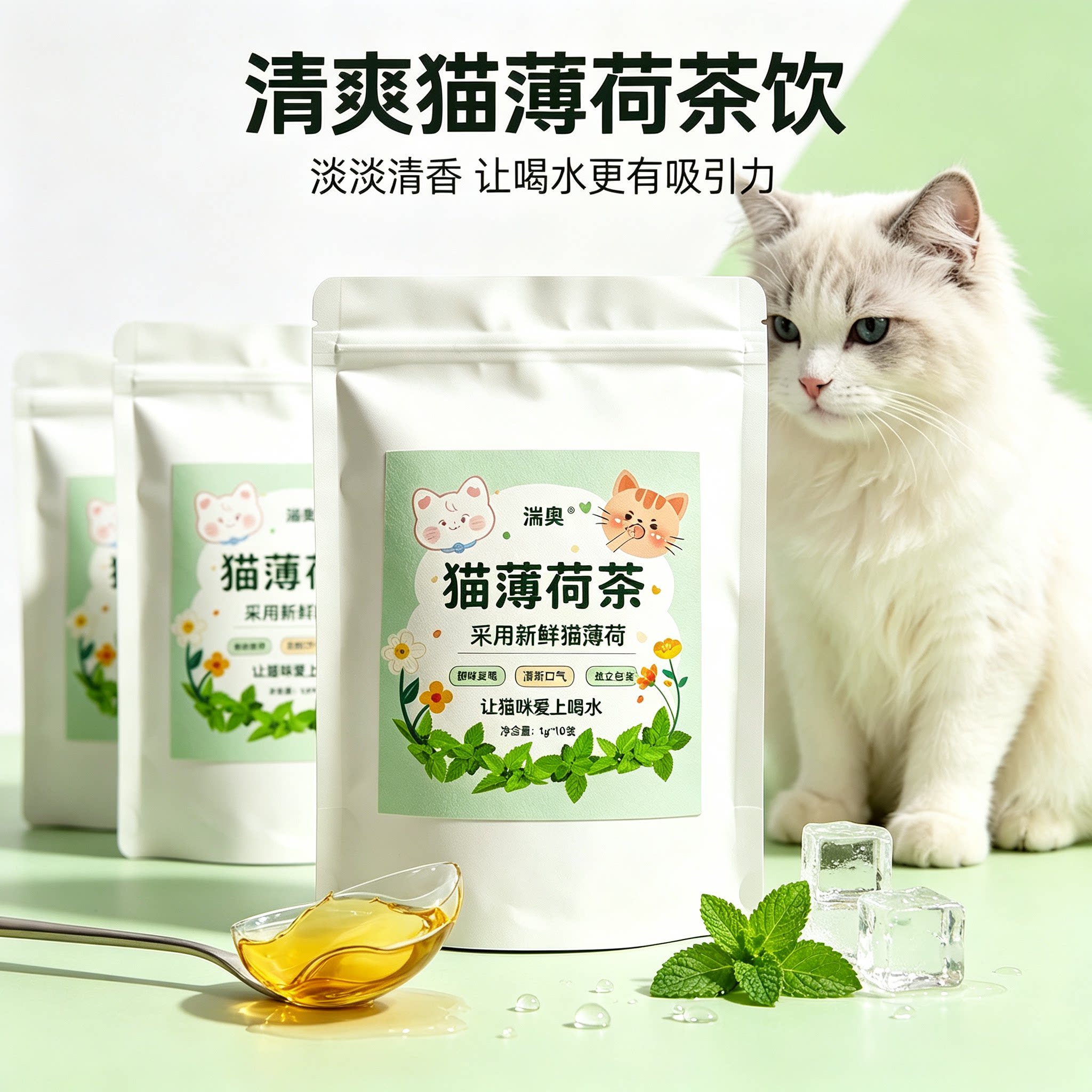 猫薄荷茶茶包猫喝水补水品新款薄荷粉末猫咪磨牙棒清新口气