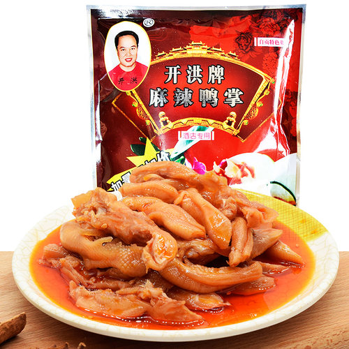 四川特产开洪牌麻辣鸭掌脱骨去骨鸭爪卤味无骨香辣零食香小吃240g - 封面