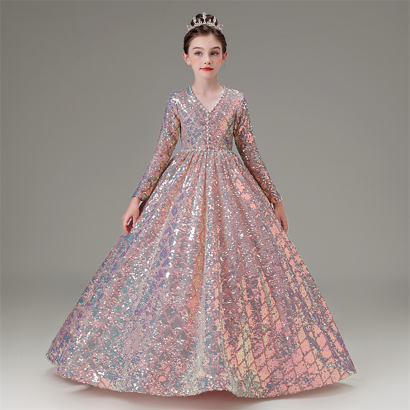 酷馨妮晚礼服女童亮片高端公主裙