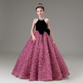 儿童晚礼服高端轻奢小众生日女童小主持人钢琴小提琴演出服公主裙