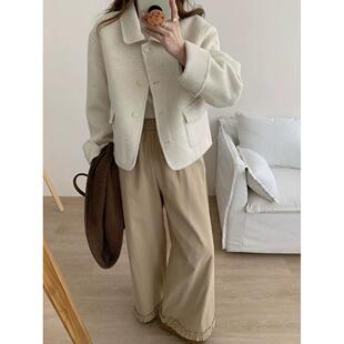 短款小香风羊毛呢子外套女2025秋装新款翻领双面羊绒小个子大衣