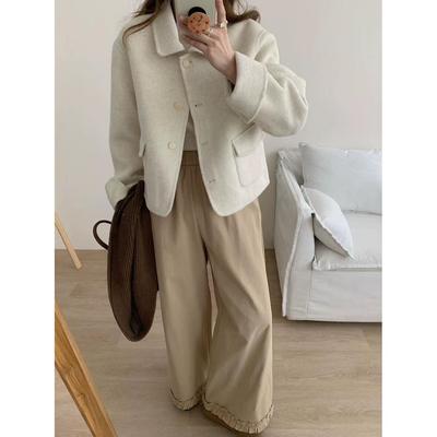 短款小香风羊毛呢子外套女2025秋装新款翻领双面羊绒小个子大衣