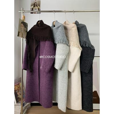 羊驼绒双面羊绒毛呢大衣外套女