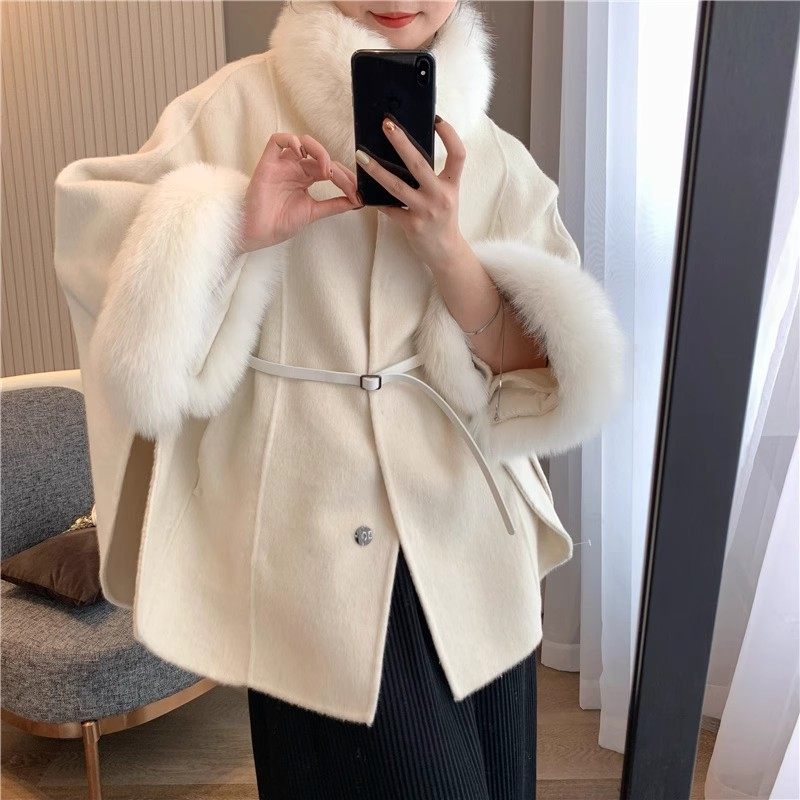 澳洲美丽诺羊毛双面呢大衣外套女
