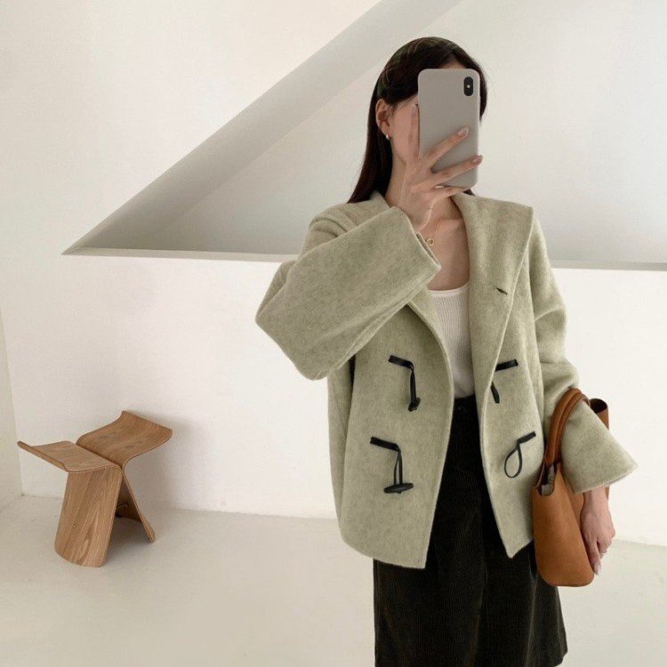 双面羊绒大衣2025秋冬新款欧货女装牛角扣海军领韩版羊毛呢外套潮