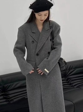 小蛮腰修身双面羊毛绒大衣 长款长毛绒加厚保暖羊毛双面呢外套女