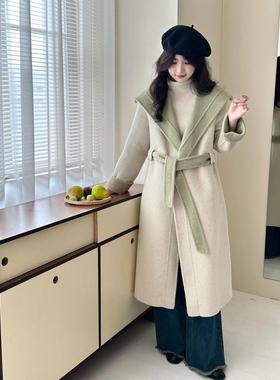 2025秋冬新款双面羊绒大衣女中长款韩系温柔短款羊毛呢外套女羊绒