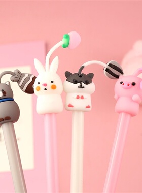 定制卡通萌宠笔学生可爱刻字笔学生文具用品私人订制黑色针管型