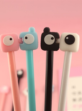 情侣中性笔韩国创意对笔水笔可爱学生文具刻字定制黑色0.5替芯