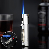 奥麦直冲打火机防风充气金属砂轮可视气体个性 创意定制刻字送男士