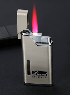 充气防风打火机可视气体超薄创意个性定制金属男士红火焰生日青年