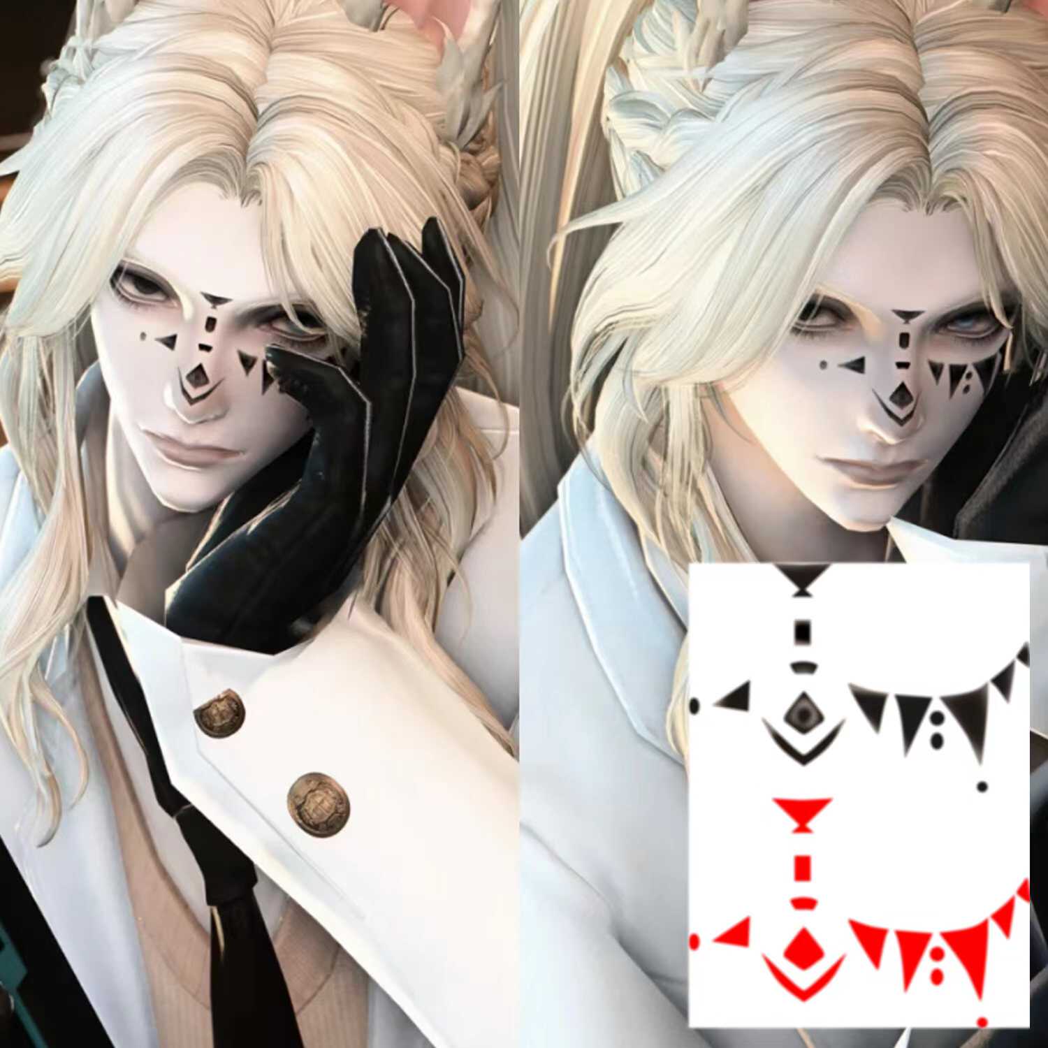 FF14最终幻想纹身贴猫兔男女脸部纹身贴漫展COS纸防水包邮黑魔法