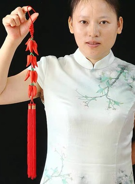 17头布艺小辣椒串挂串装饰品中国结小挂件装饰红红火火红辣椒挂件